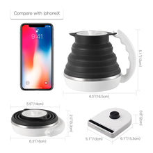 Load image into Gallery viewer, Ultrathin Food Grade Silicone Travel Foldable Electric Kettle Variable Temperature Control with Dual Voltage, Auto Shutoff &amp; Boil Dry Protection &amp; Keep Warm, 555ML 110-220V US Plug (Black)