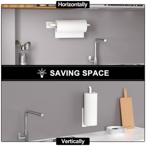 Paper Towel Holder - Self-Adhesive or Drilling, Matte Black, Upgraded Aluminum Kitchen Roll Dispenser Under Cabinet, Lighter but Stronger Than Stainless Steel!