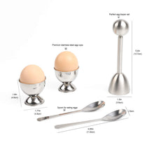 Load image into Gallery viewer, Soft Hard Boiled Egg Cutter Topper Set Egg Cracker with Include 2 Cup 2 Spoon 1 Topper Cutter Shell Separator Remover Stainless Steel Kitchen Tool