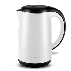 Secura Original Stainless Steel Double Wall Electric Water Kettle 1.8 Quart with Auto Shut-Off & Boil-Dry Protection, Black Onyx SWK-1701DA/HB-3227B