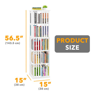 SpaceAid 6 Tier Rotating Bookshelf Tower, Bamboo Spinning Book Shelf, Revolving 360 Bookcase Storage Swivel Round Carousel, Vertical Rotate Turning Spiral Corner Organizer (6-Tier Walnut)