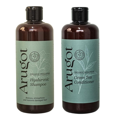 Organic Shampoo & Conditioner - Moisturizing with Hyaluronic Acid and Green Tea - Strength Damaged Hair, Invigorating Scalp, Nourishing - Anti Thinning & Volumizing