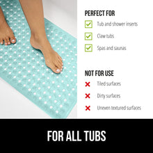 Load image into Gallery viewer, Bath Tub Shower Mat, Machine Washable Bathtub Floor Liner Mats, Suction Cups and Drain Holes to Keep Tubs Clean, Soft on Feet, Bathroom Essentials, 35x16 Inch, Clear
