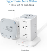 Load image into Gallery viewer, Tower Power Strip with 6 Feet Extension Cord, 8 Outlets 3 USB Chargers, 1700 Joules Surge Protection, Extension Cord with Multiple Outlets, 1875W, Office Supplies, Dorm Essentials, Charging Station