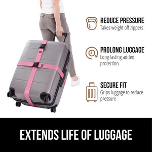 Heavy Duty 4 Pack Adjustable Luggage Straps for Suitcases, Easy to Identify Travel Belt Connector Holds Suitcase Together, Extends Life of Bag, Strap Connects Two Bags, Accessories Green