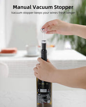 Load image into Gallery viewer, Electric Wine Opener Set - Rechargeable Wine Bottle Opener with Vacuum Stoppers,Wine Pourer, Foil Cutter,and Storage Stand - Ideal Wine Accessories &amp; Wine Gift Set for Wine Lovers