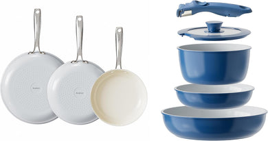 Redchef Ceramic Pots and Pans Set Non Stick, Nonstick Kitchen Cookware Sets, Non Toxic Pots and Pans Set Non Stick, PFAS PFOA & PTFE Free, Nonstick Frying Pans Set, Ceramic Pan Skillet, RV Cookware