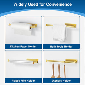 Paper Towel Holder - Self-Adhesive or Drilling, Brushed Nickel, Wall Mounted, SUS304 Stainless Steel Kitchen Roll Dispenser Under Cabinet