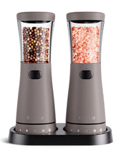 Load image into Gallery viewer, Electric Salt and Pepper Grinder Set with Storage Base, Stainless Steel Rechargeable Salt and Pepper Grinder Set with 4.5 oz Large Capacity, 1.8&quot; Wide Mouth, Adjustable Coarseness, Ideal for Kitchen