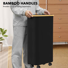 Load image into Gallery viewer, SpaceAid Laundry Hamper with Lid, 110L Large Tall Clothes Basket Bin with Bamboo Handles, Collapsible Laundry Hamper for Bedroom, Bathroom, Dorm, Laundry Room - Black