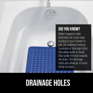 Bath Tub Shower Mat, Machine Washable Bathtub Floor Liner Mats, Suction Cups and Drain Holes to Keep Tubs Clean, Soft on Feet, Bathroom Essentials, 35x16 Inch, Clear