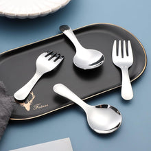 Load image into Gallery viewer, Stainless Steel Short Handle Thickened Small Round Spoons and Forks For Honey Candy Coffee Tea Salt Jam and Mustard - Ice Cream Dessert Spoon
