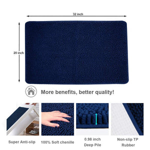 Secura Bathroom Rugs, 47 x 28 Inches, Extra Soft & Thick, Absorbent Water Bath Mat, Machine Washable Non-Slip Bath Mats for Bathroom, Shower, and Tub, Home Decor Accessories (Gray)