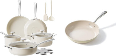 Redchef Ceramic Pots and Pans Set Non Stick, 15Pcs Kitchen Cookware Sets, Ceramic Non Stick Egg Pans, Nonstick Frying Pan Skillet, 8 Inch Cooking Pan Non Toxic, PFAS PFOA & PTFE Free
