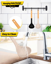 Load image into Gallery viewer, Pack of 2 Soup Ladle, Silicone Ladle Spoon with Wooden Handle, Large Non Stick High Heat Resistant Kitchen Utensils for Cooking, Stirring, Serving Soups(GRAY-BLUE)