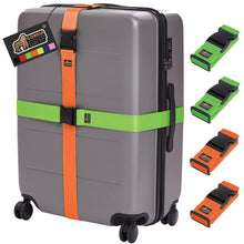 Load image into Gallery viewer, Heavy Duty 4 Pack Adjustable Luggage Straps for Suitcases, Easy to Identify Travel Belt Connector Holds Suitcase Together, Extends Life of Bag, Strap Connects Two Bags, Accessories Green