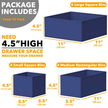 Load image into Gallery viewer, SpaceAid Drawer Organizer Clothes, 12 Pack Dresser Organizer Bins for Nursery, Closet Organization and Storage Dividers for Clothing, Baby Clothes, Underwears, Socks (Black)