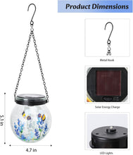 Load image into Gallery viewer, WONDER GARDEN Solar Lanterns Outdoor Waterproof, 3 Pack Hanging Solar Lights Decorative, Sunflower Hummingbird Bee Glass Garden Lantern Light for Yard Outside Patio Outside Decor Gift, White Light