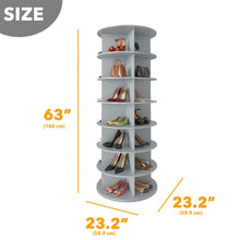 Load image into Gallery viewer, SpaceAid 7 Tier Rotating Shoe Rack Tower, Spinning Shoe Display Lazy Susan, Revolving 360 Shoe Rack Storage Round Carousel, Vertical Handbag Rotate Shoes Closet Organization (7-Tier White)