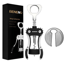 Load image into Gallery viewer, Beneno Wine Opener, Zinc Alloy Premium Wing Corkscrew with Multifunctional Bottles Opener, Sharp Wine Corkscrew with Ergonomic Non-Slip Wing Handle, Upgrade