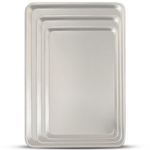 Commercial Quality Baking Sheet Pan Set, Natural Aluminum Cookie Sheet, Umite Chef Warp Resistant Nonstick Baker's Half Sheet Pan, Large Thick Cookie Tray Pans for Baking, Roasting(2 Pack, 18X13In)
