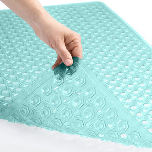 Bath Tub Shower Mat, Machine Washable Bathtub Floor Liner Mats, Suction Cups and Drain Holes to Keep Tubs Clean, Soft on Feet, Bathroom Essentials, 35x16 Inch, Clear