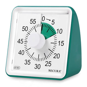 Secura 60-Minute Visual Timer, Classroom Timer, Countdown Timer for Kids and Adults, Time Management Tool for Teaching (Blue & Blue)