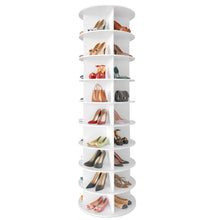 Load image into Gallery viewer, SpaceAid 7 Tier Rotating Shoe Rack Tower, Spinning Shoe Display Lazy Susan, Revolving 360 Shoe Rack Storage Round Carousel, Vertical Handbag Rotate Shoes Closet Organization (7-Tier White)
