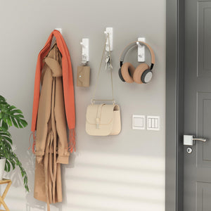 Self-Adhesive Wall Hooks - 4 Pack, Black Metal Coat & Towel Hooks for Hanging: Hold 13 LB, Ideal for Bathrooms, Shower, Kitchen & Doors