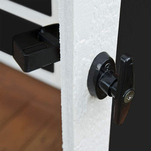 HauSun Shed Door Handle Lock Kit 4-1/2" L Handle with 2 Keys and 2 Screws, 4-1/2" Stem for Shed, Gate, Barn, Garage, Playhouse, Chicken Coop Door Lock and More, Black (L Handle)
