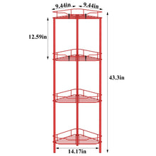 Load image into Gallery viewer, 4 Tier Floor Standing Corner Shower Caddy Organizer Shelf with Hooks, Bathroom Shelves Stand Rack, Black
