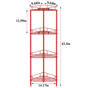 4 Tier Floor Standing Corner Shower Caddy Organizer Shelf with Hooks, Bathroom Shelves Stand Rack, Black