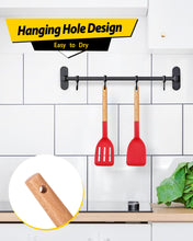 Load image into Gallery viewer, Pack of 2 Silicone Cooking Spatula, Heat Resistant Solid Turner, Non Stick Slotted Spatulas with Wooden Short Handle,Ideal Wood Kitchen Utensils Set for Frying, Baking, Flipping, Turning