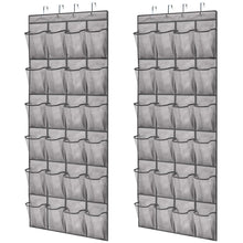 Load image into Gallery viewer, Over the Door Shoe Organizer, 24 Large Breathable Mesh Pockets, Space Saving Hanging Storage Holder, Closet Rack Hanger Holds Up to 40 lbs, Hangs on Closets for Shoes, Accessories, Black