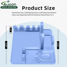 Load image into Gallery viewer, AUOON Clip On Pot Strainer and Pasta strainer and Silicone Utensil Rest,Pot lid holder with Drip Pad for Multiple Utensils,Dishwasher Safe,Heat ResistanSpoon,Rest for Stove Top,Kitchen Utensil Holder