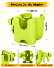Load image into Gallery viewer, Universal Stroller Cup Holder with Mobile Phone Case, 2-in-1 Strollers Storage Rack, 360 Degrees Rotation Drink Holder for Bike, Pushchair, Wheelchair, Walker,Bicycle, Fits Most Cups