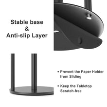 Load image into Gallery viewer, Paper Towel Holder Black, Premium Stainless Steel Kitchen Roll Dispenser, Countertop Roll Organizer with Weighted Base
