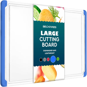 Large Cutting Boards for Kitchen - 18 x 12 Inch Plastic Dishwasher Safe Cutting Board with Deep Juice Groove - Non-Slip, Durable Carving Board for Vegetables, Fruits and Meats