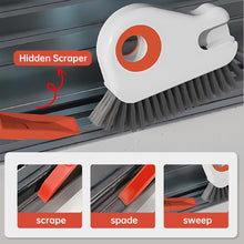 Load image into Gallery viewer, 2 in 1 Groove Cleaning Brush Window Track Cleaning Tools, 2024 New Hard Bristle Crevice Cleaning Brush with Hidden Scraper, Shutter Door Window Track Kitchen Cleaning Brushes Kit (1, Orange)