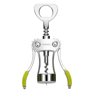 Beneno Wine Opener, Zinc Alloy Premium Wing Corkscrew with Multifunctional Bottles Opener, Sharp Wine Corkscrew with Ergonomic Non-Slip Wing Handle, Upgrade