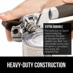 Heavy Duty Stainless Steel Smooth Edge Manual Can Opener and Bottle Openers, Soft Ergonomic Handle, Oversized Handheld Easy Turn Knob, Multifunctional Kitchen Tool, Black