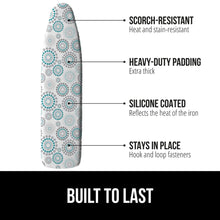 Load image into Gallery viewer, Ironing Board Cover and Pad, Silicone Coating, Thick Scorch Resistant Padding, Heavy Duty Iron Covers Standard Boards, Hook and Loop Fastener Strap, Silver, 15x54