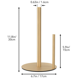 Paper Towel Holder Black, Premium Stainless Steel Kitchen Roll Dispenser, Countertop Roll Organizer with Weighted Base