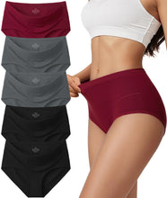 Load image into Gallery viewer, Vevmon Cotton Underwear for Women High Waisted Soft Ladies Panties 5 Pack | Full Coverage Breathable Briefs, Moisture-Wicking Cotton Fabric, Fits Comfortably Underwear for Gym, Work, Daily, Loungewear