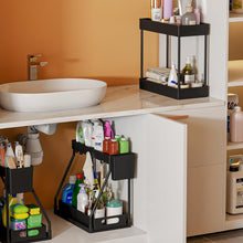Load image into Gallery viewer, 3PC Under Sink Organizer Rack 2 Tier Under Sliding Cabinet Basket Organizer Drawer, Multi-purpose Under Sink Storage for Bathroom Kitchen Desktop (Black)