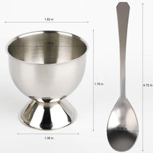 Load image into Gallery viewer, Stainless Steel Egg Cups Set for Hard Soft Boiled Eggs with 6 Egg Cup Holders 6 Egg Spoons