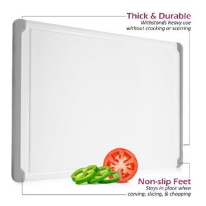 Large Cutting Boards for Kitchen - 18 x 12 Inch Plastic Dishwasher Safe Cutting Board with Deep Juice Groove - Non-Slip, Durable Carving Board for Vegetables, Fruits and Meats