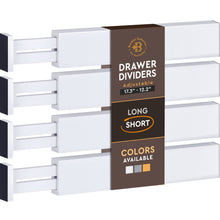 Load image into Gallery viewer, 4 Pack Drawer Dividers Bamboo 2.6&quot; High, 16-22&quot; Adjustable Drawer Organizers for Clothes, Expandable Dresser Separators in Bedroom/Bathroom/Kitchen/Office Organization and Storage (Natural)
