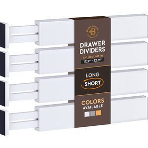 4 Pack Drawer Dividers Bamboo 2.6" High, 16-22" Adjustable Drawer Organizers for Clothes, Expandable Dresser Separators in Bedroom/Bathroom/Kitchen/Office Organization and Storage (Natural)