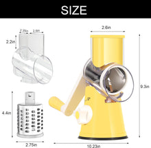 Load image into Gallery viewer, Rotary Cheese Grater Hand Crank Cheese Shredder for Fresh Cheese, Vegetable, Nuts,Non-slip Suction Base, Free Cleaning Brush Three Blades, Black